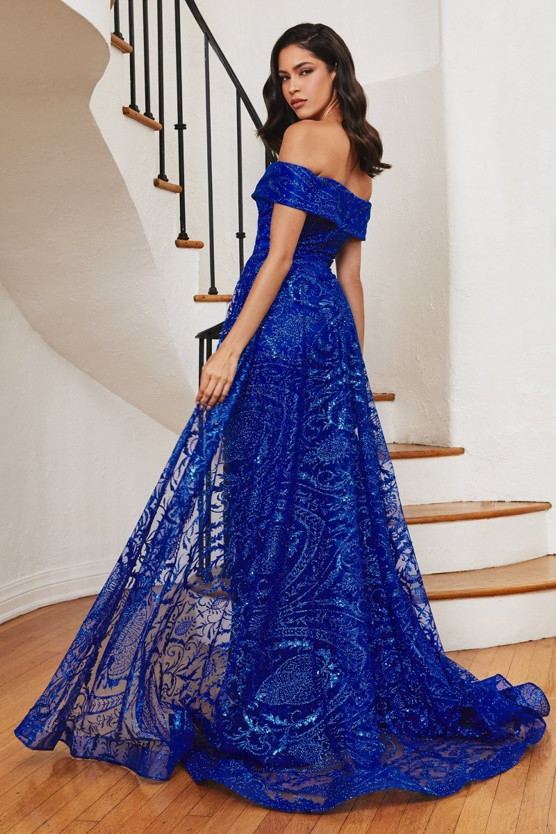 ​Elegant Sweetheart Off The Shoulder Lace Gown With Over Skirt #J836