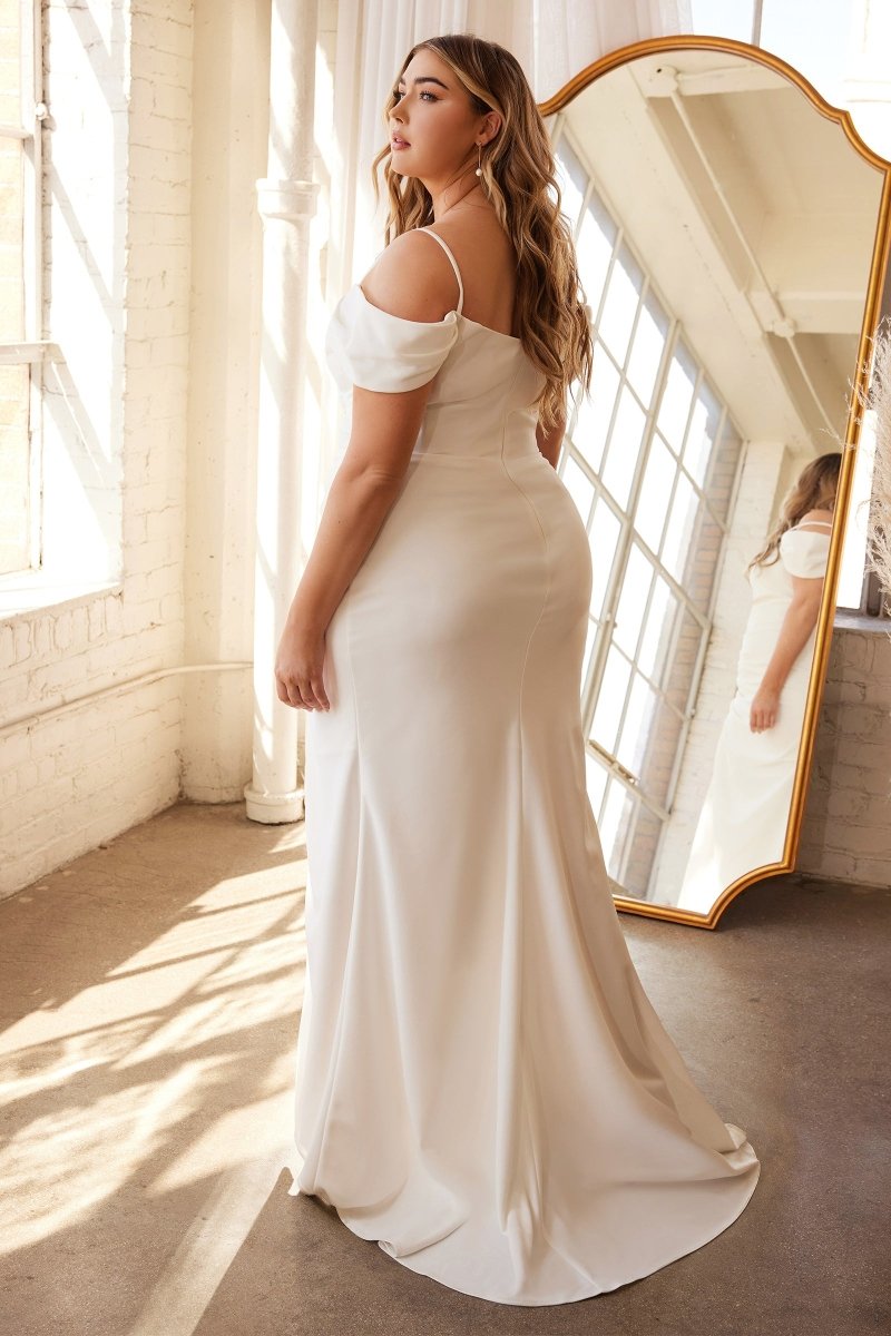 Fitted Sweetheart Off The Shoulder Pleated Plus Size Wedding Dress #KV1057WC
