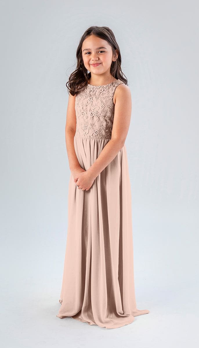 Keaton A-line High Neckline Chiffon Pleated Junior Bridesmaid Dress