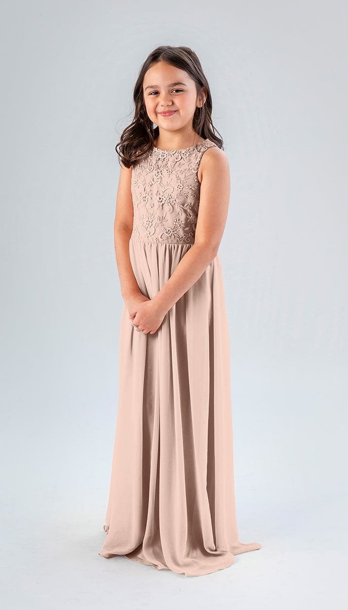 Keaton A-line High Neckline Chiffon Pleated Junior Bridesmaid Dress