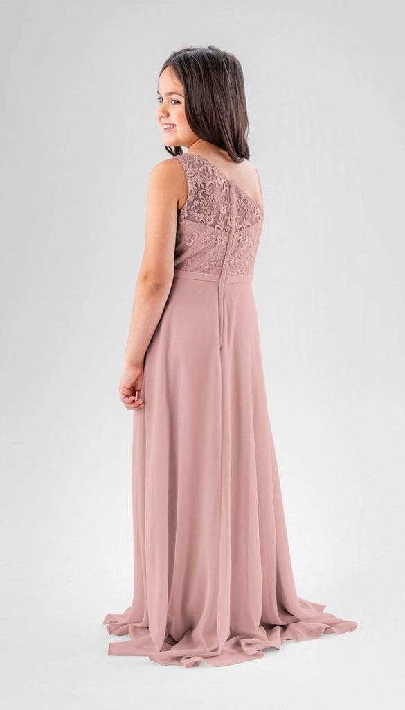 Keaton A-line High Neckline Chiffon Pleated Junior Bridesmaid Dress