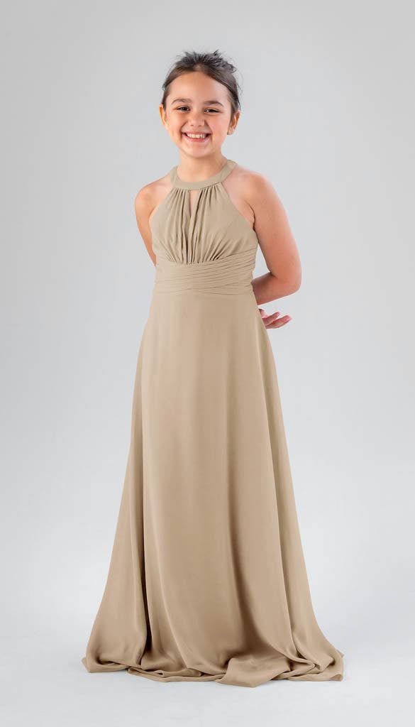 Lanie A-line Halter Chiffon Keyhole back Junior Bridesmaid Dress