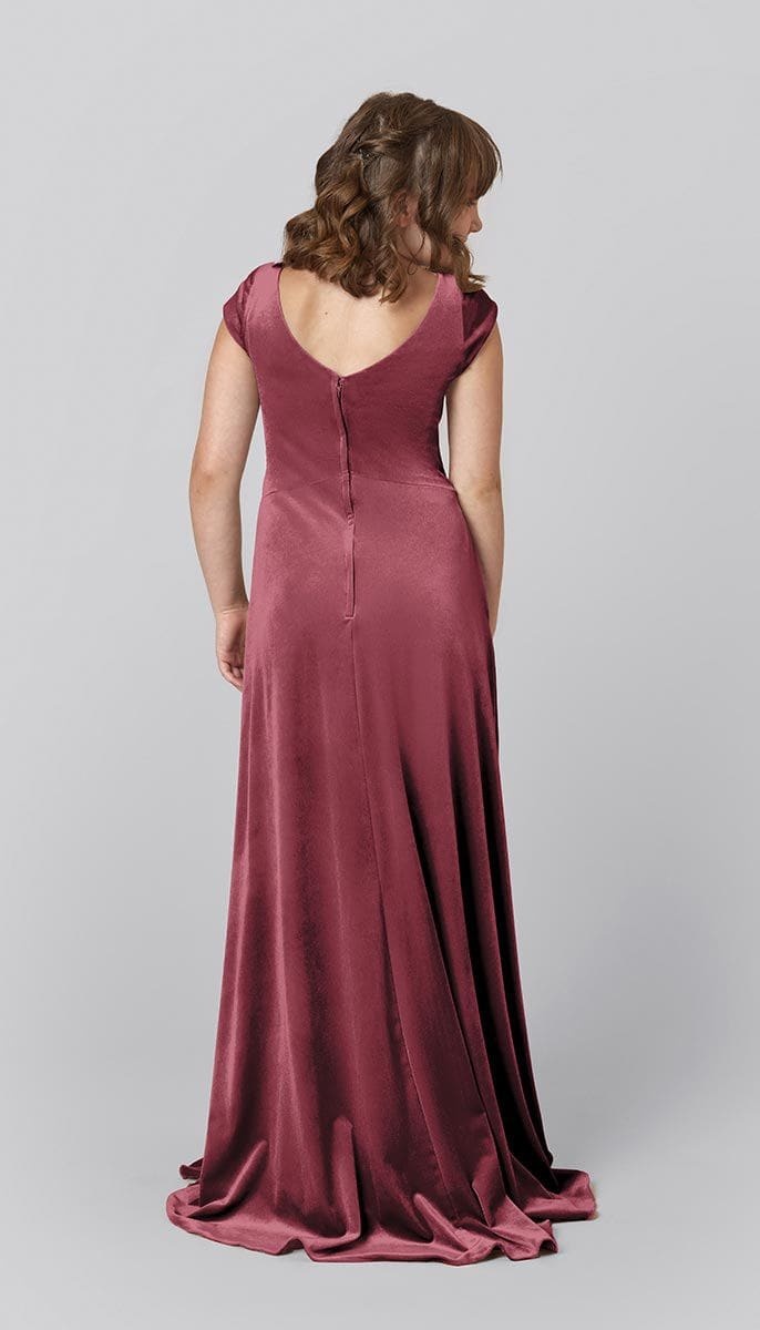 Sally Modest A-line Velvet Cap sleeves Junior Bridesmaid Dress