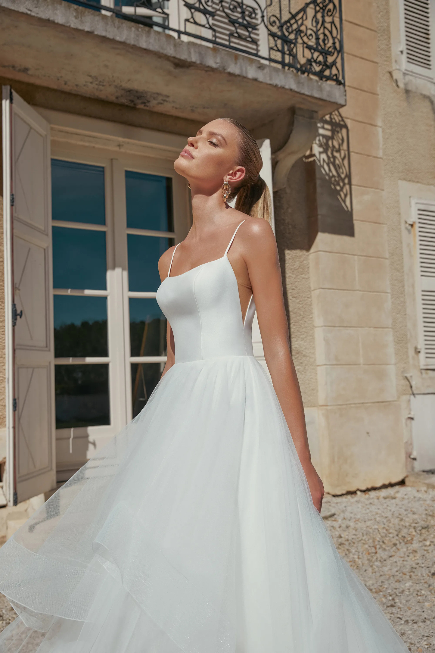 Ball Gown Scoop Mikado Organza Tulle Ruffle Skirts Wedding Dress 44448