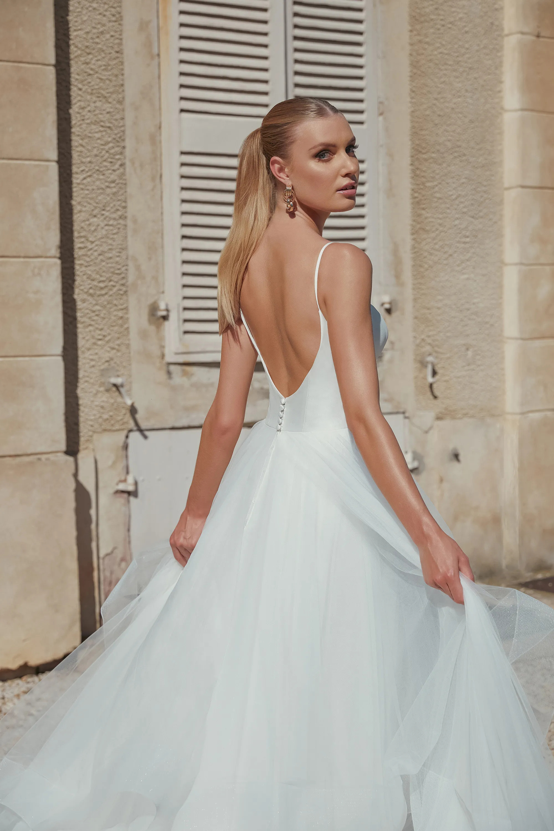 Ball Gown Scoop Mikado Organza Tulle Ruffle Skirts Wedding Dress 44448