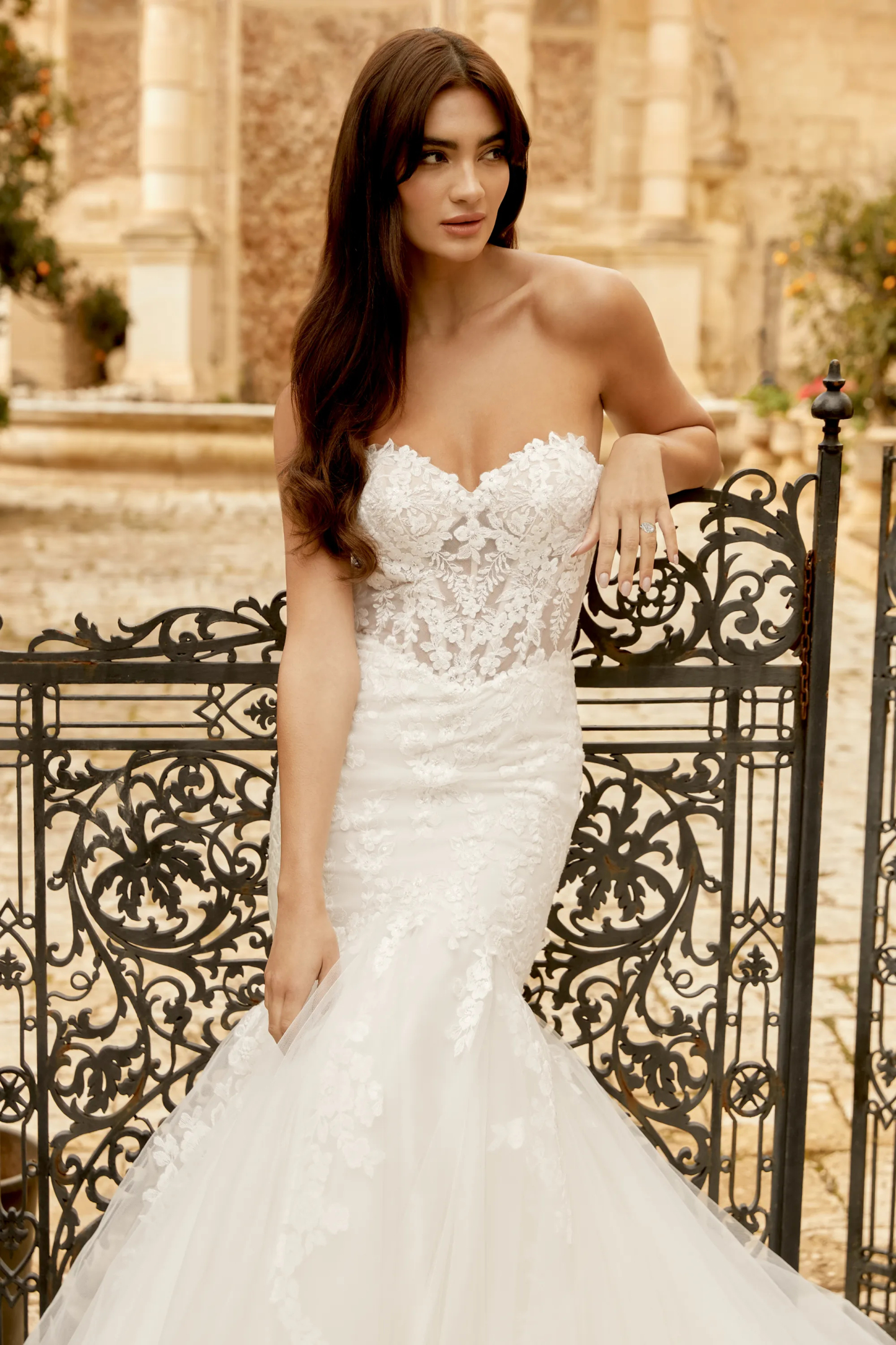 Mermaid Sweetheart Curvy Sequins Lace Chapel Wedding Dress 44481