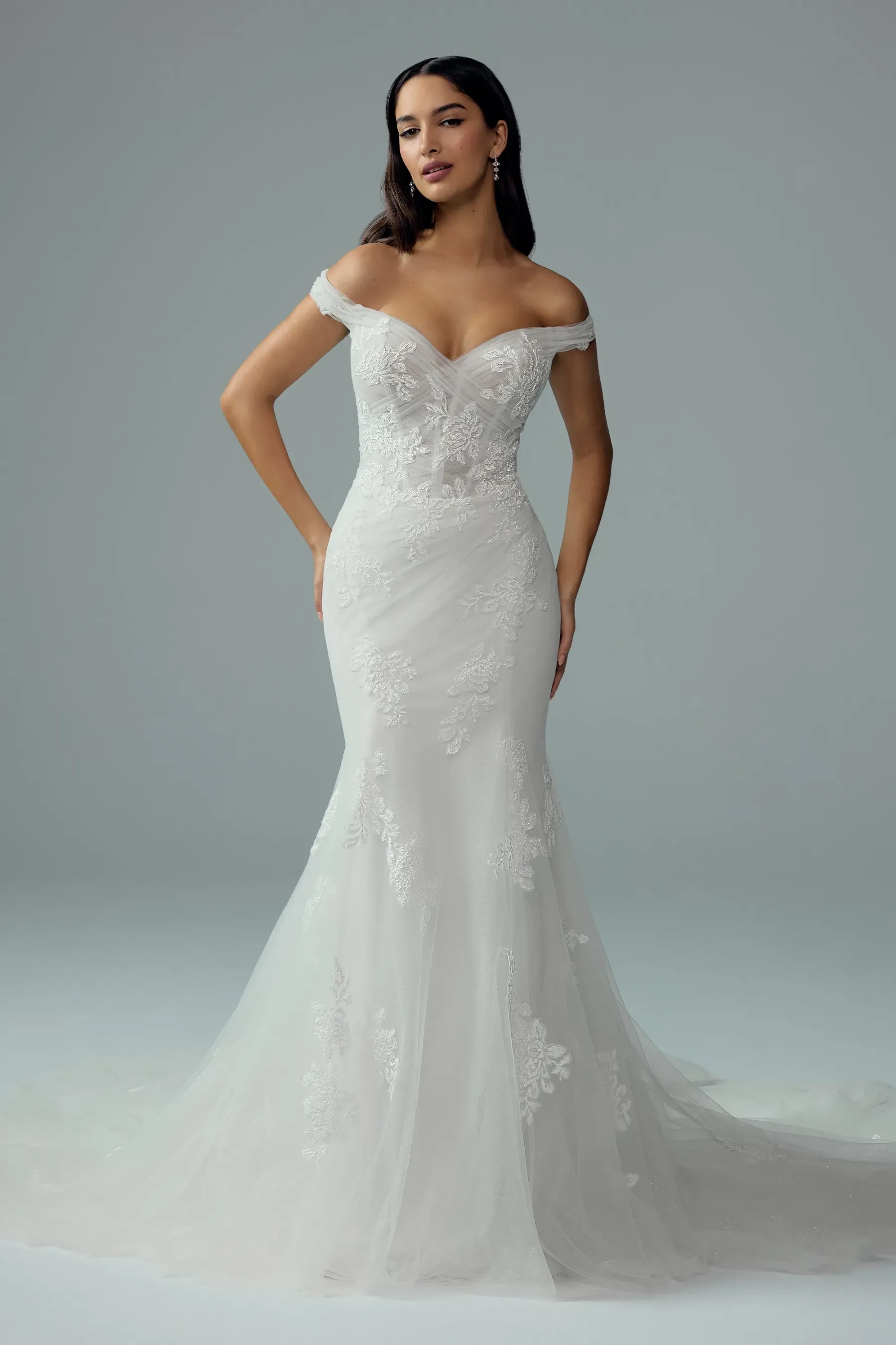 Floral Wedding Dress with V-neckline #Sophia Tolli Y3206
