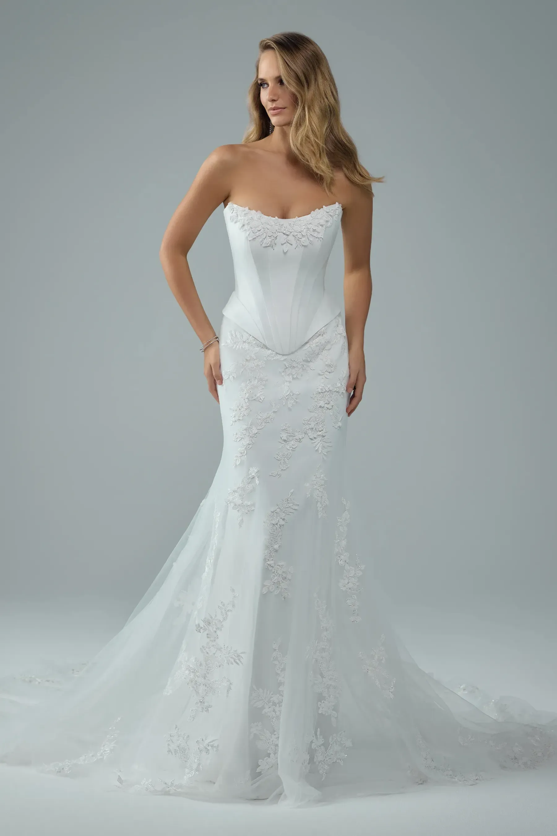 Faux Two Piece Bridal Gown with 3D Lace #Sophia Tolli Y3228
