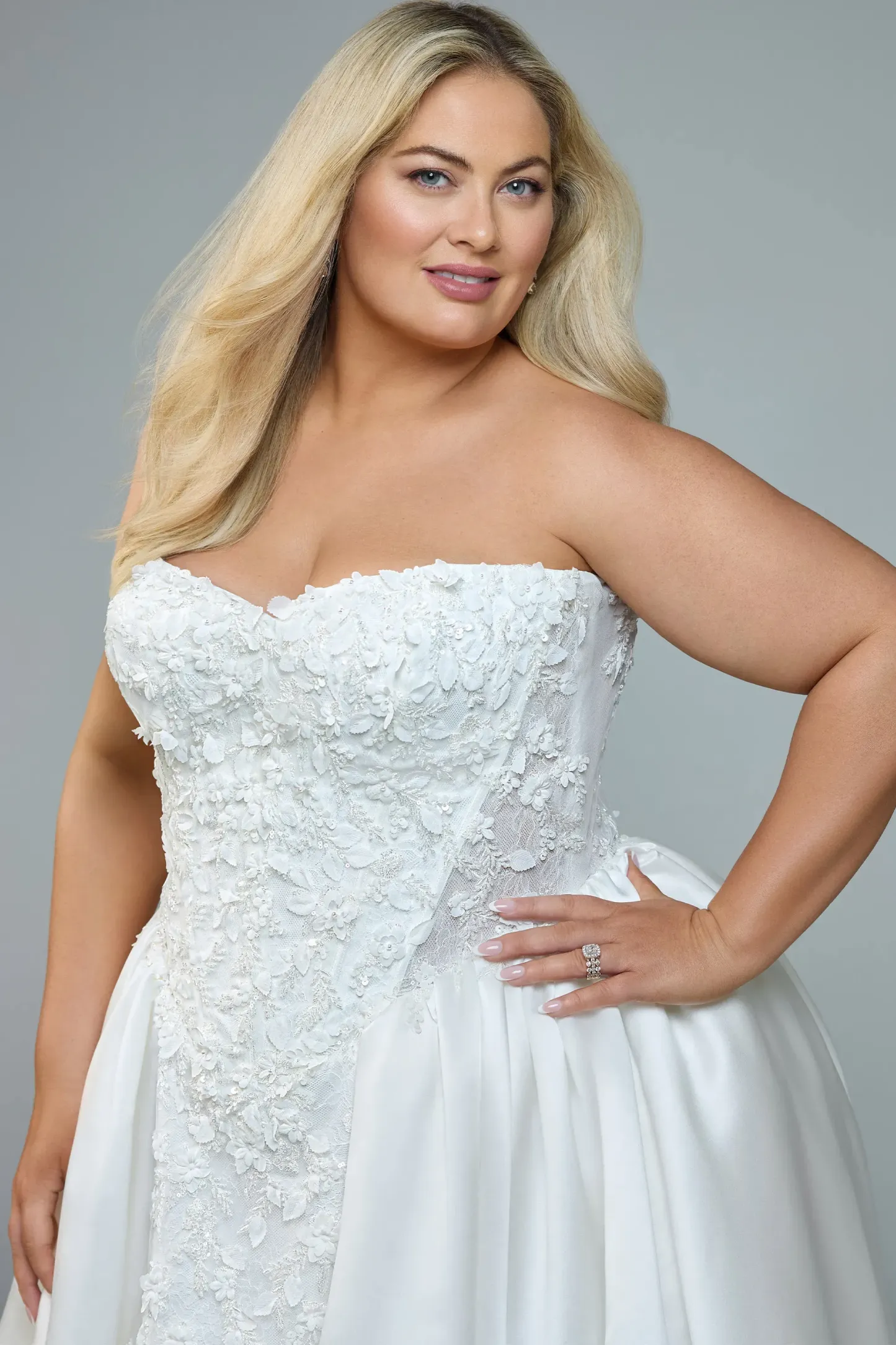 Ball Gown Strapless Sweetheart Wedding Dress with 3D lace #Sophia Tolli Y3235