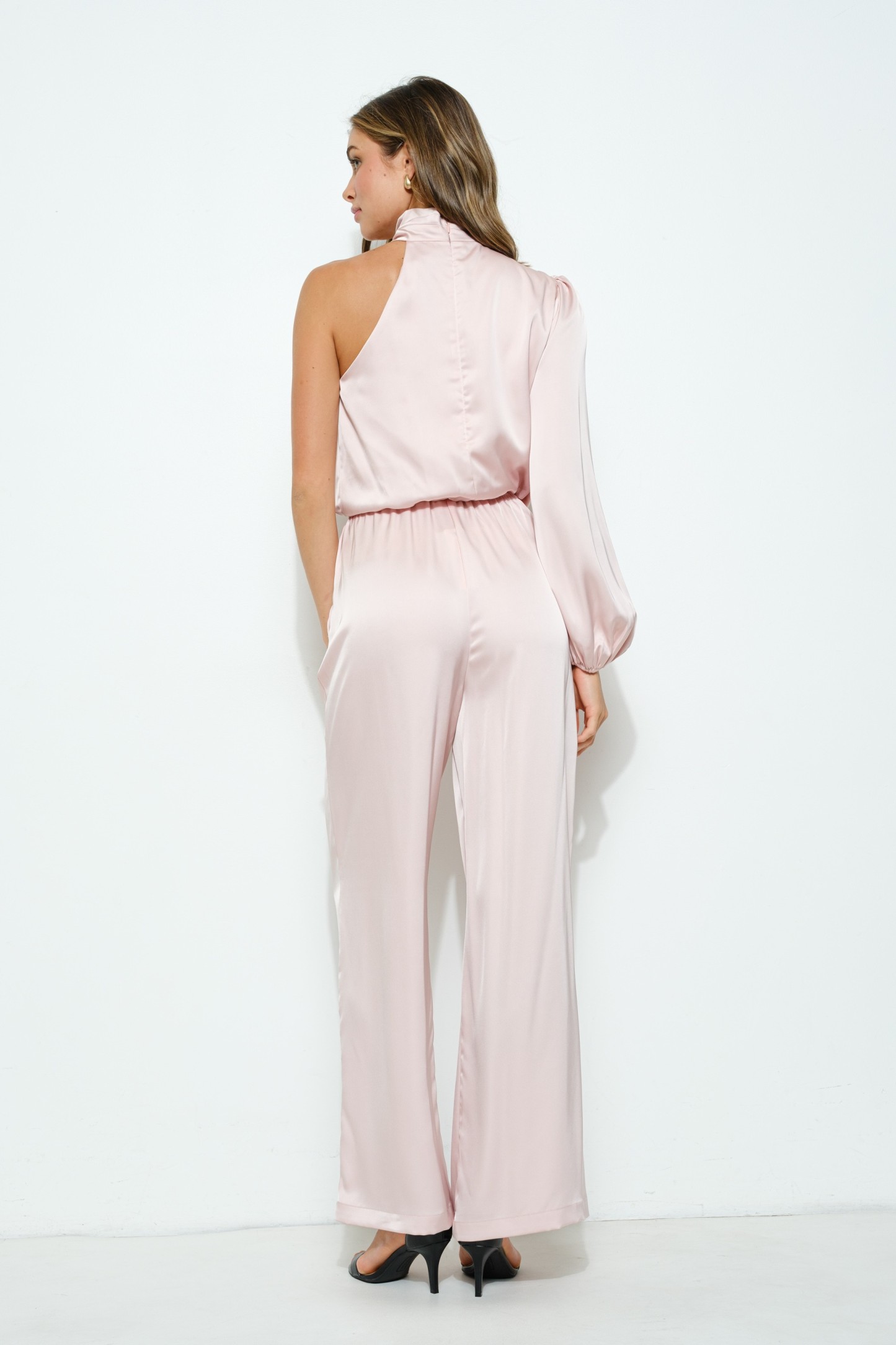 Satin Elasticized Waist Self-tie Drawstring Pants #23686411
