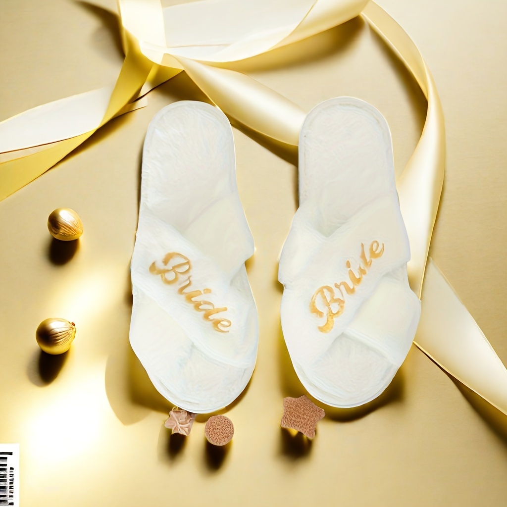 Simple Letter Design Bridal Slippers