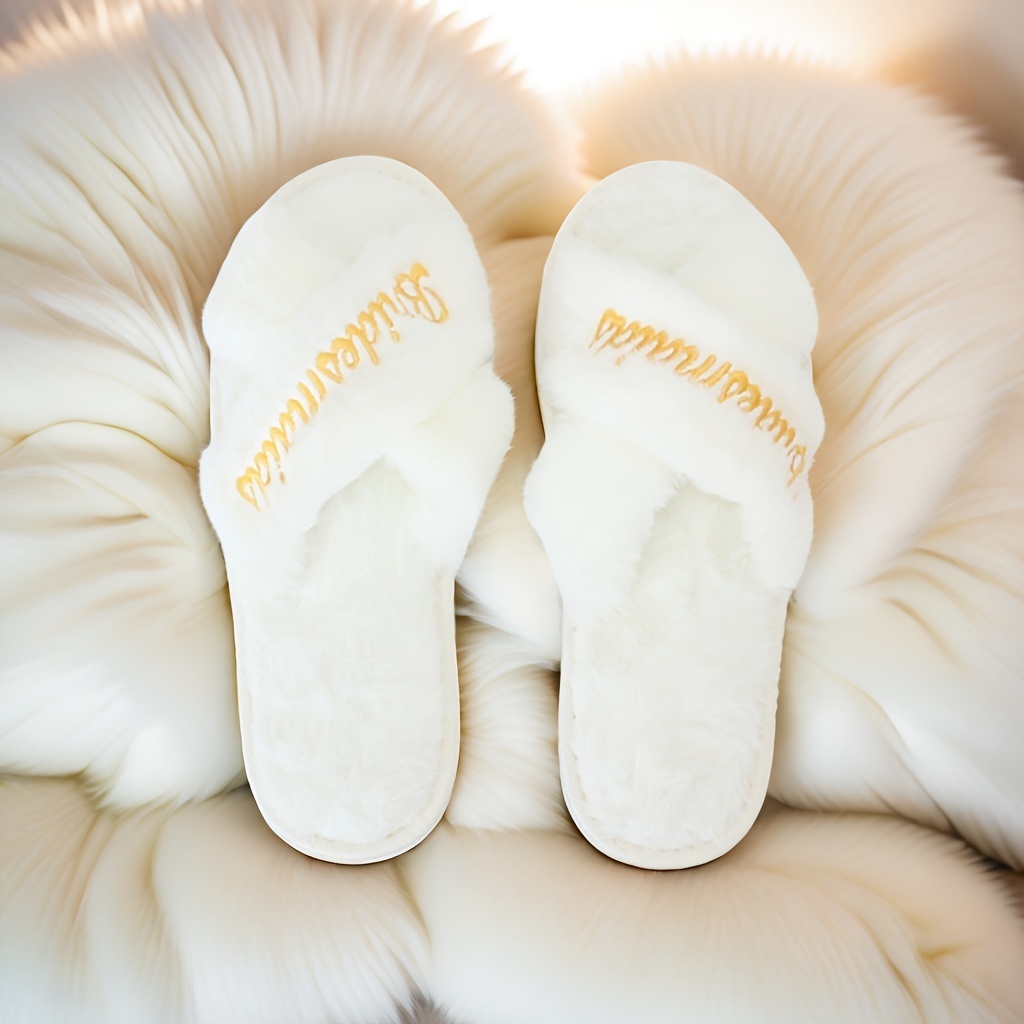 Simple Letter Design Bridal Slippers