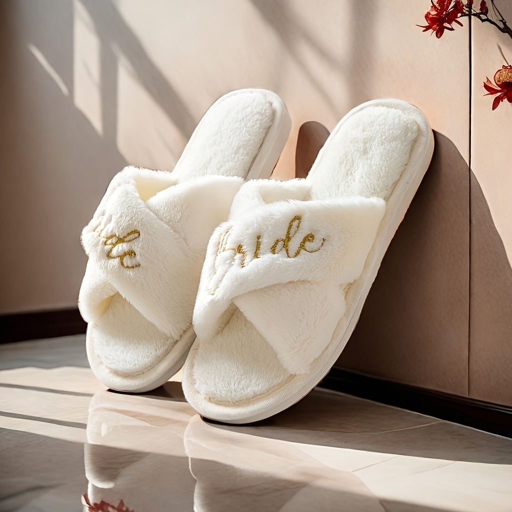 Simple Letter Design Bridal Slippers