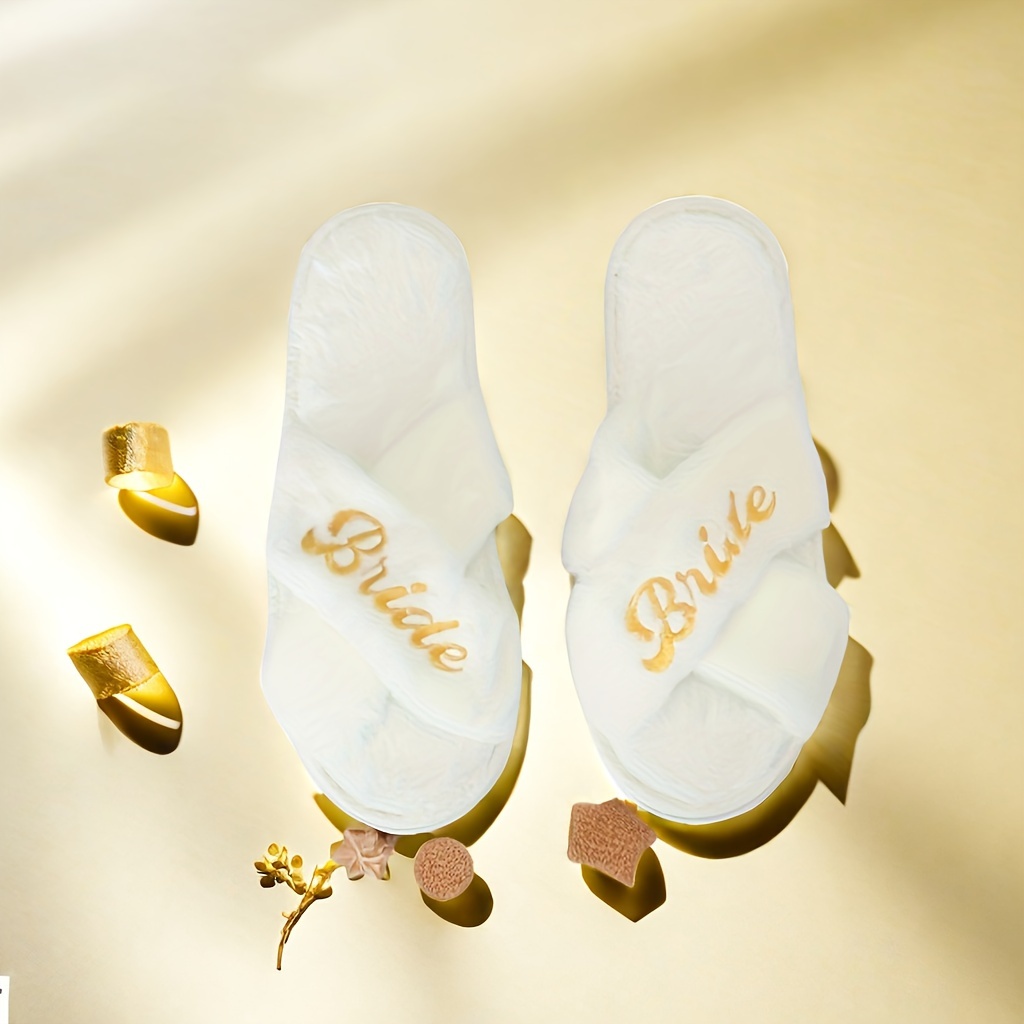 Simple Letter Design Bridal Slippers