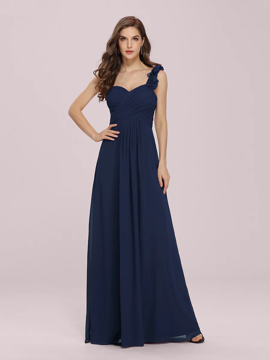 Maxi Long One Shoulder Chiffon Bridesmaid Dress #EMEY01862