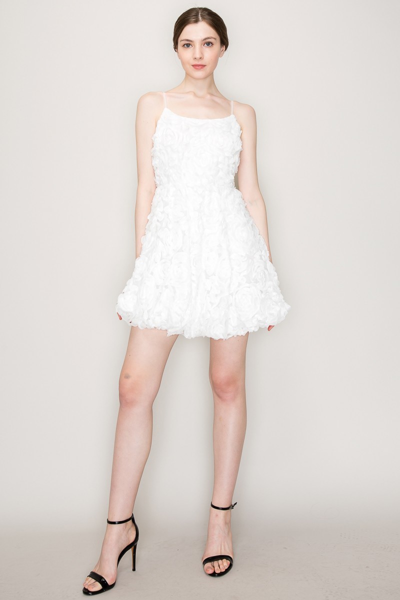 Cotton Sleeveless Floral Applique Mini Dress #23642068