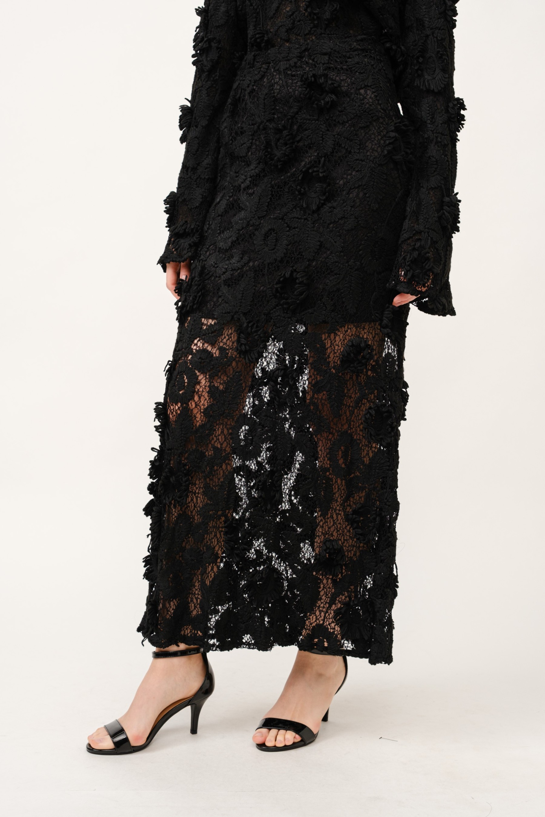 High Waist Floral Lace Maxi Skirt #22907346