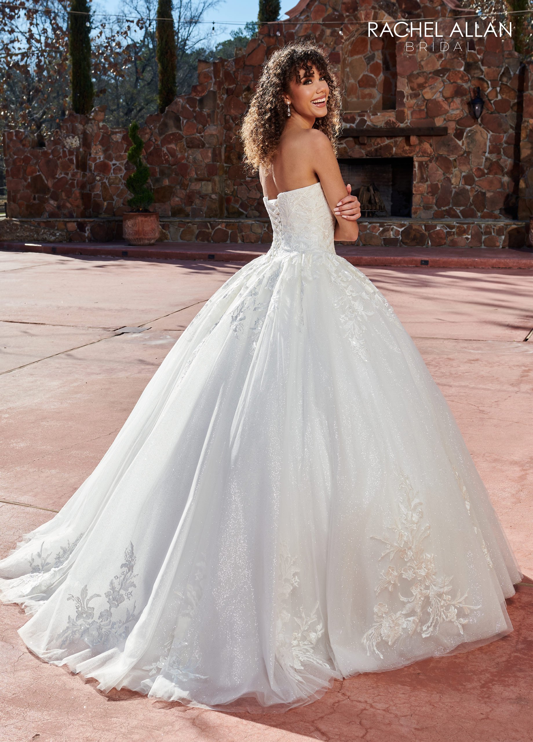 Ball Gown Off-The-Shoulder Straps Strapless Sweetheart Glitter Tulle Wedding Dress RB6123