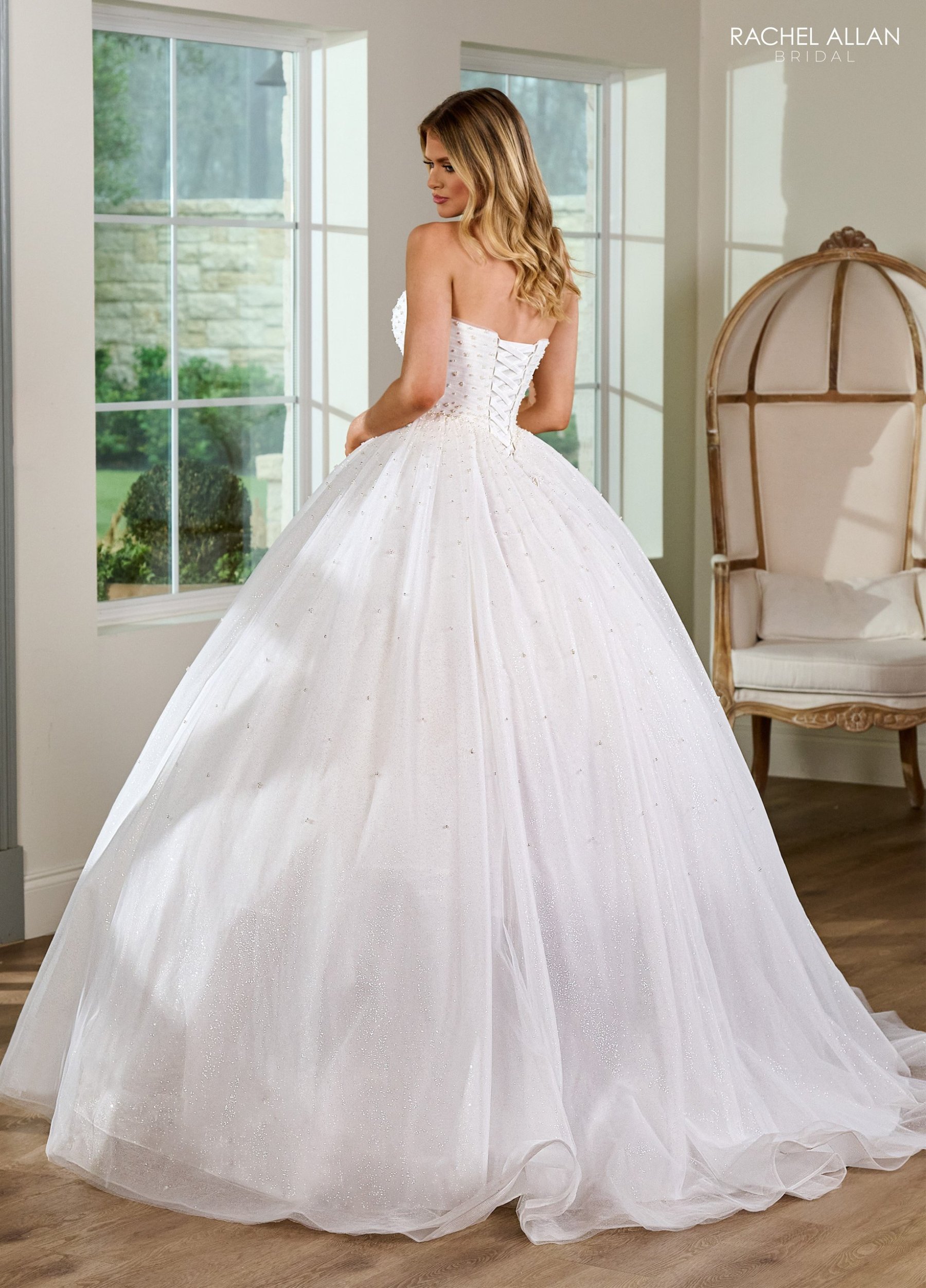 Ball Gown Sweetheart Glitter Tulle Beaded Wedding Dress RB6148