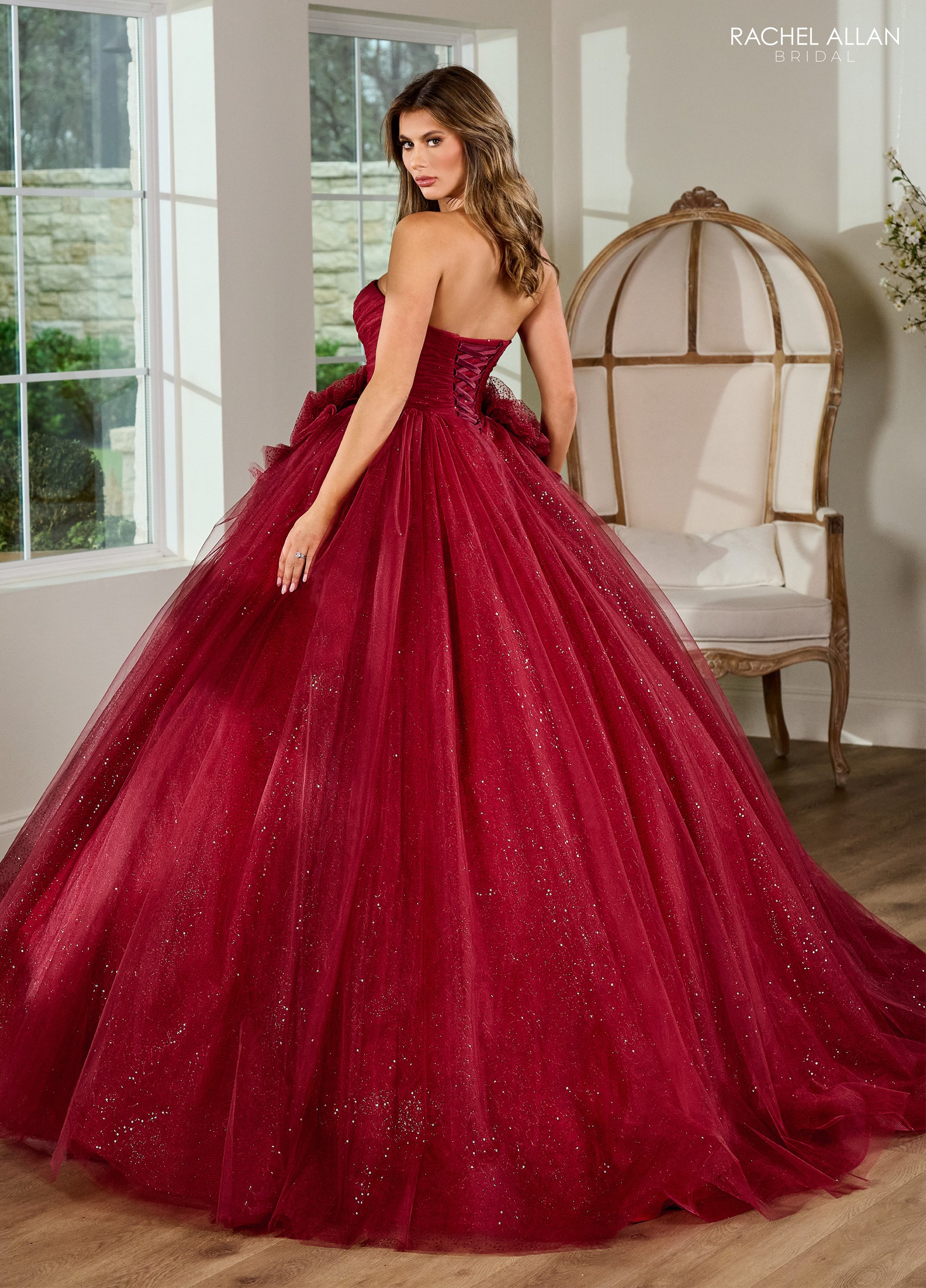 Romance Off-The-Shoulder Glittering Tulle 3d Flowers Wedding Dress RB6153