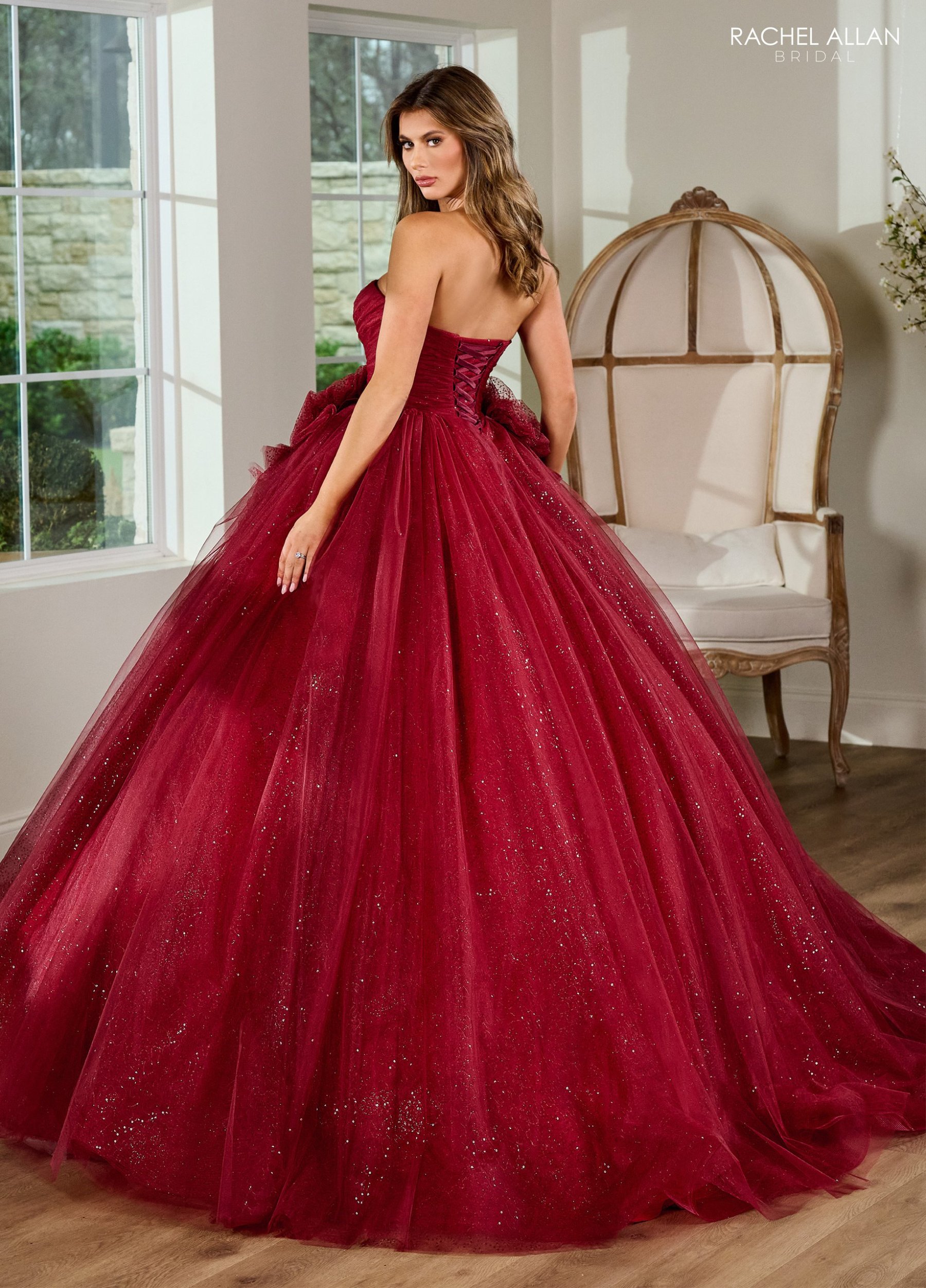 Romance Off-The-Shoulder Glittering Tulle 3d Flowers Wedding Dress RB6153