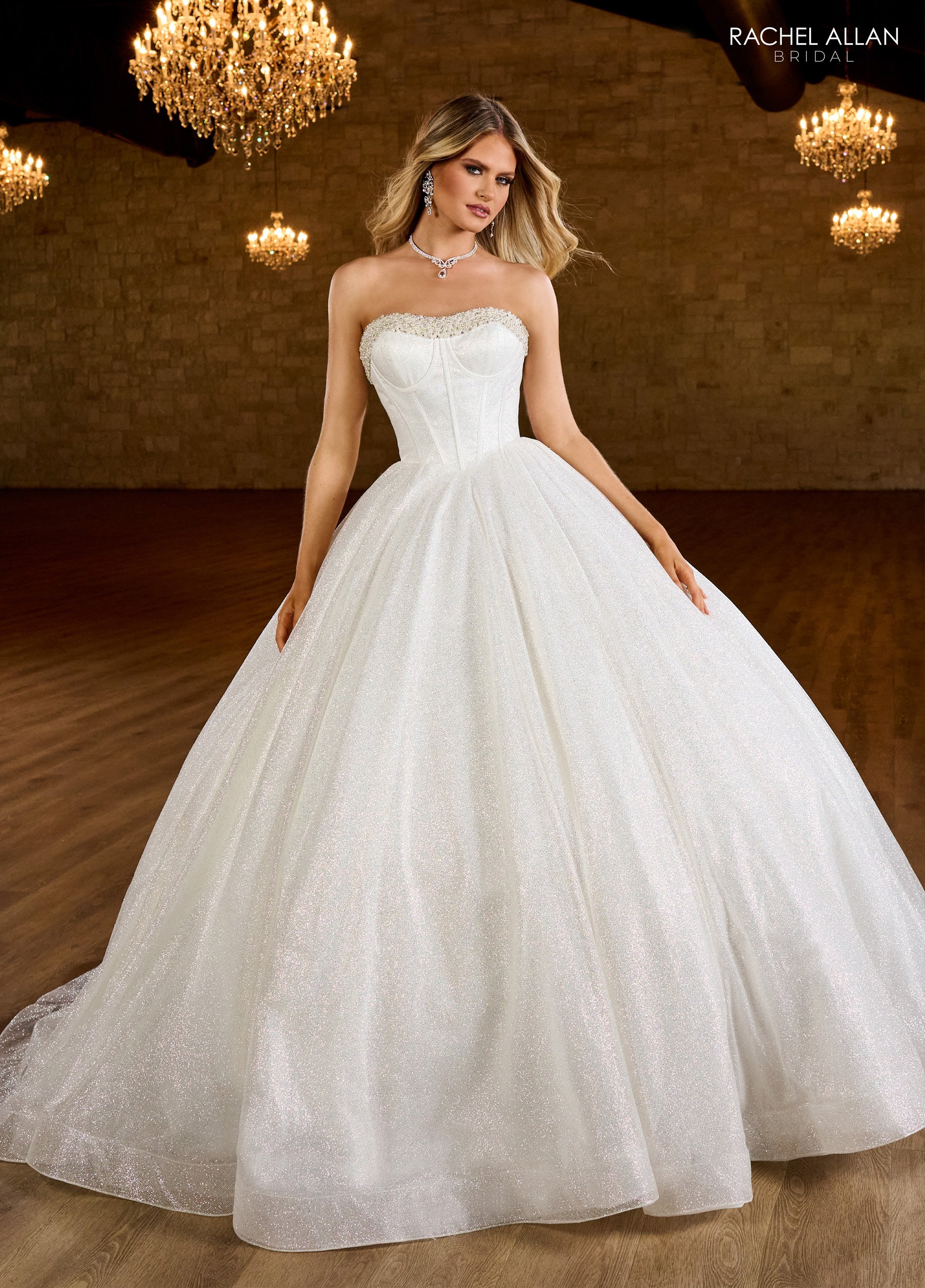 Ball Gown Strapless Sweetheart Glitter Tulle Beading Sequins Wedding Dress RB6149
