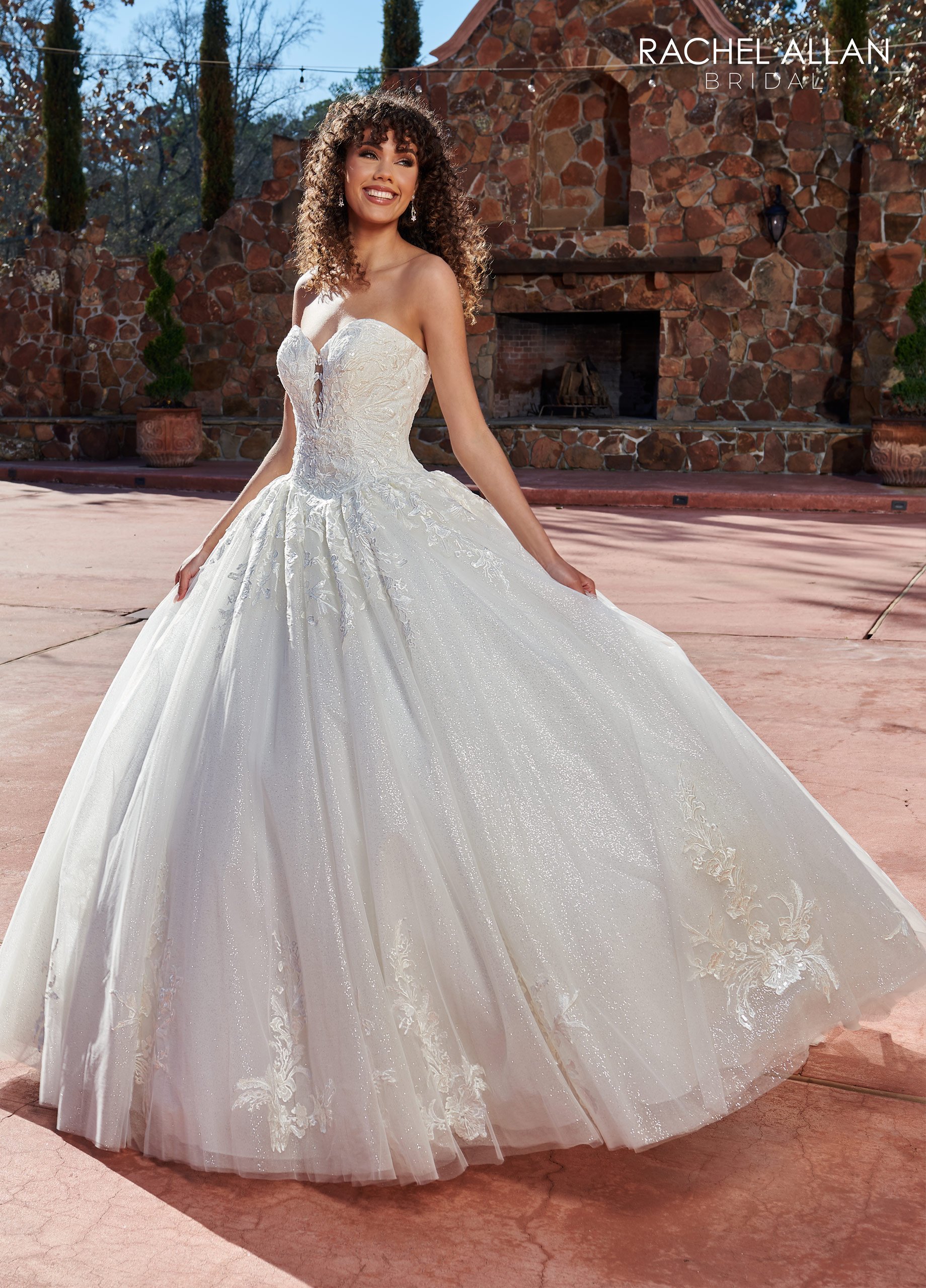 Ball Gown Off-The-Shoulder Straps Strapless Sweetheart Glitter Tulle Wedding Dress RB6123