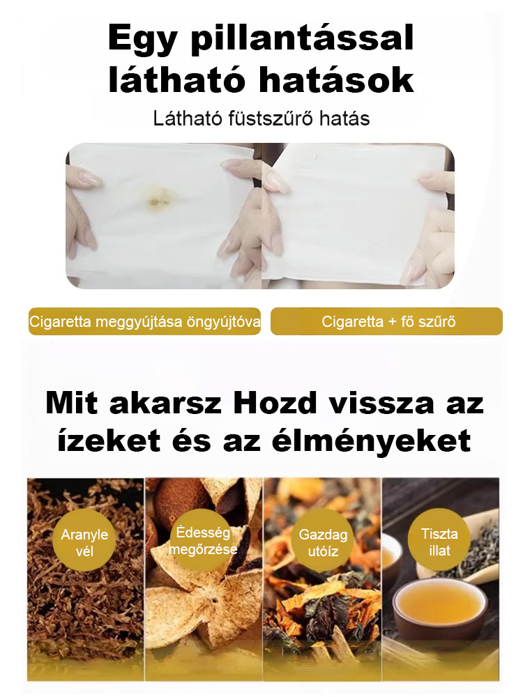 Elege van a hamuból és a cigarettafüstből? Csak helyezzen be egy cigarettát, és finoman nyomja meg. A volfrámszál automatikusan begyullad – a biztonságos dohányzásért, akár vezetés közben is.