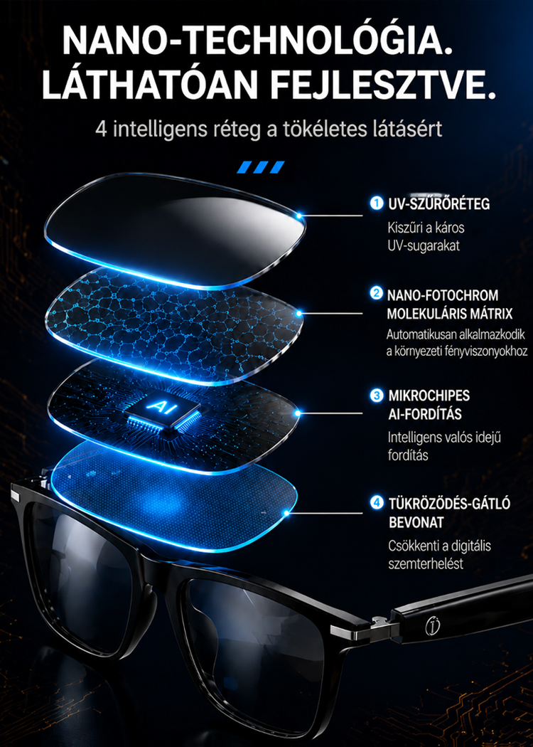 🚀 Lépj be a jövőbe az új generációs AI Okosszemüveggel! 🕶️ Unod már a hunyorgást és a telefonod folyamatos bámulását? Ez a szuperkönnyű, repülőgépipari szénszálas okosszemüveg mindent tud, amire a mindennapokban szükséged van!