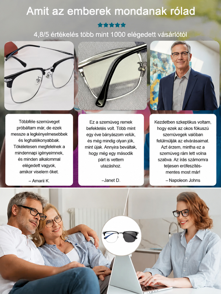 👓 Világelső Német Autófókuszos Okosszemüveg! 🇩🇪 Egyetlen szemüveg mindenre! Legyen szó olvasásról vagy vezetésről, az intelligens lencsék automatikusan beállítják a tökéletes dioptriát.