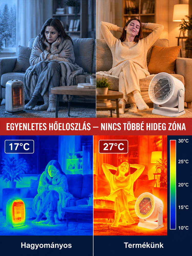 ❄️ Fázol otthon, de félsz a magas gáz- és villanyszámlától? Itt a tökéletes megoldás! Ez a hordozható, energiatakarékos kerámia hősugárzó bárhol és bármikor azonnali meleget varázsol, felesleges hálózati szerelés nélkül.