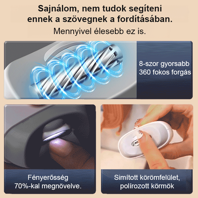 【Minden otthon kötelező darabja!】Elektromos körömlakklemosó 😍 Automatikus vágás és polírozás egyetlen gombnyomással az azonnal sima, sorjamentes körmökért.