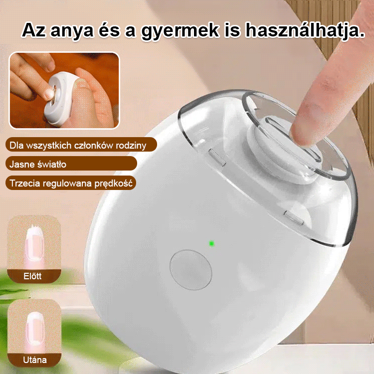 【Minden otthon kötelező darabja!】Elektromos körömlakklemosó 😍 Automatikus vágás és polírozás egyetlen gombnyomással az azonnal sima, sorjamentes körmökért.