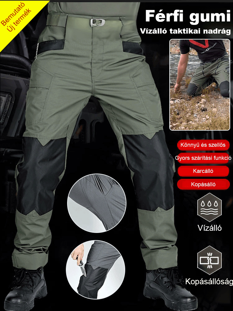 Katonai minőségű taktikai nadrág! Mentőosztályú vízálló anyagból készült, 200 kg teherbírással. A megerősített varrások maximális mozgásszabadságot biztosítanak. Frissítsd le szabadtéri felszerelésedet most!