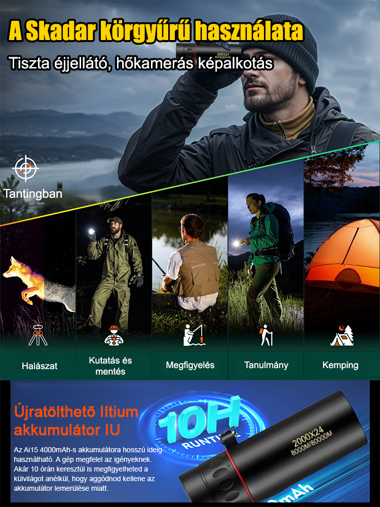  Monokuláris éjjellátó német hőkamerás technológiával. Látótávolság meghaladja az 1000 métert!