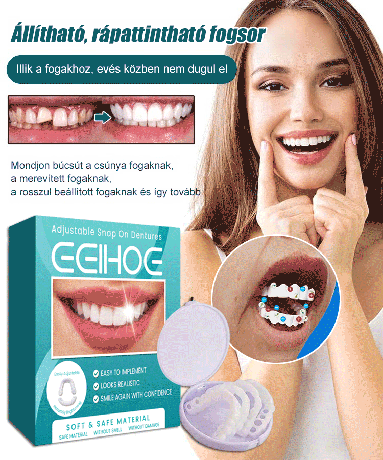 Állítható bepattintható műfogsor