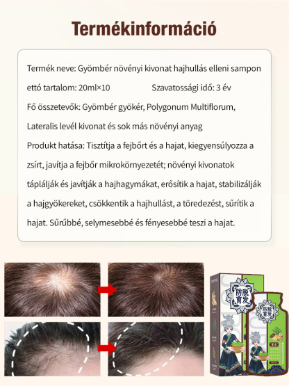 Gyömbéres növényi kivonatú hajhullás elleni sampon