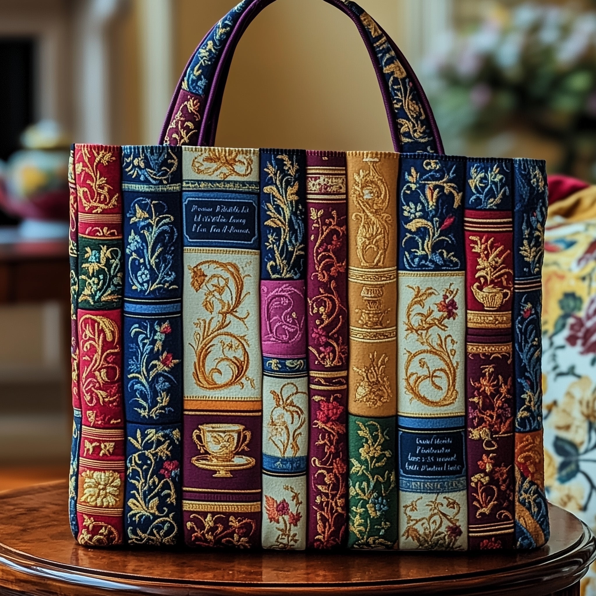 Cozy Book Quilted Tote Bag