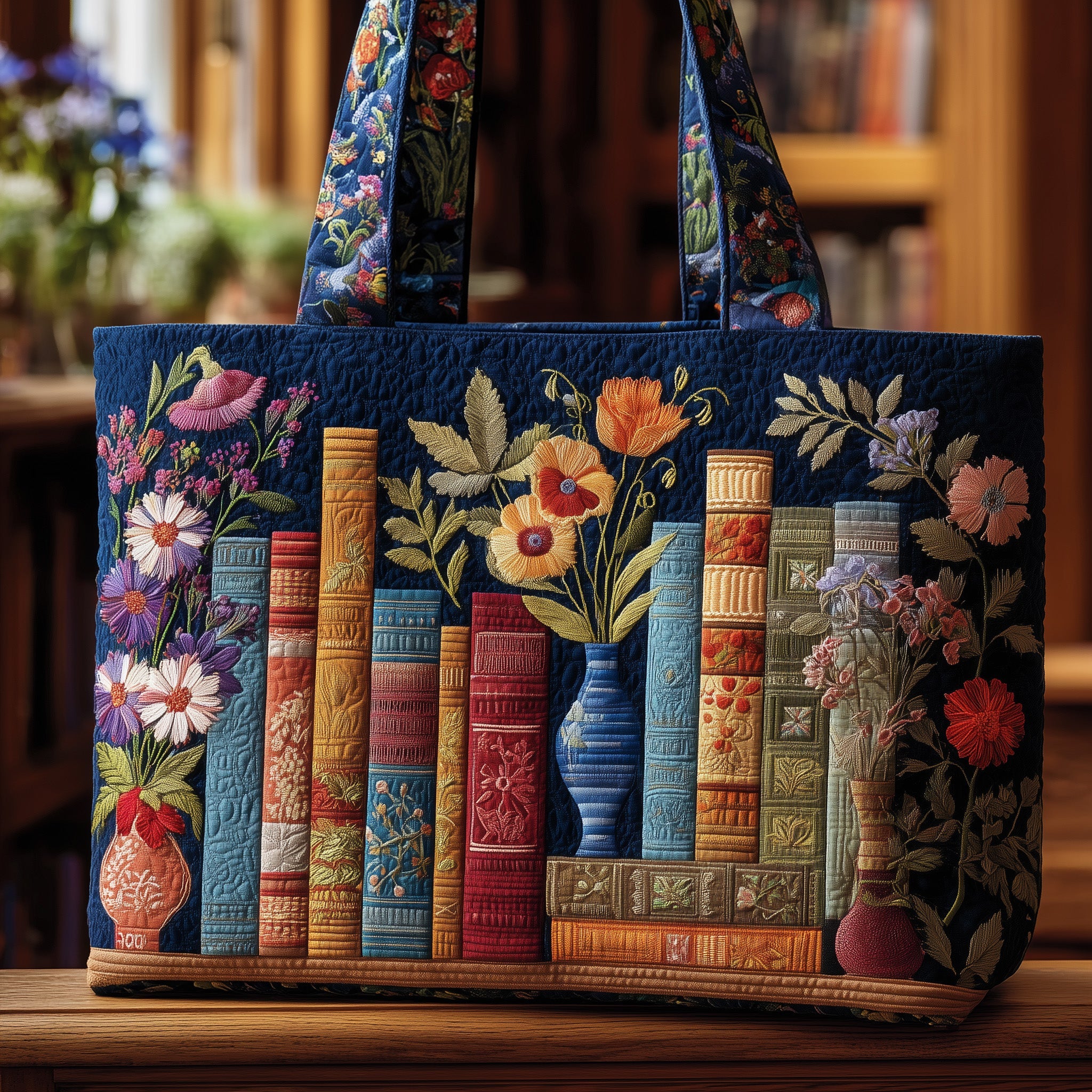 Cozy Book Quilted Tote Bag