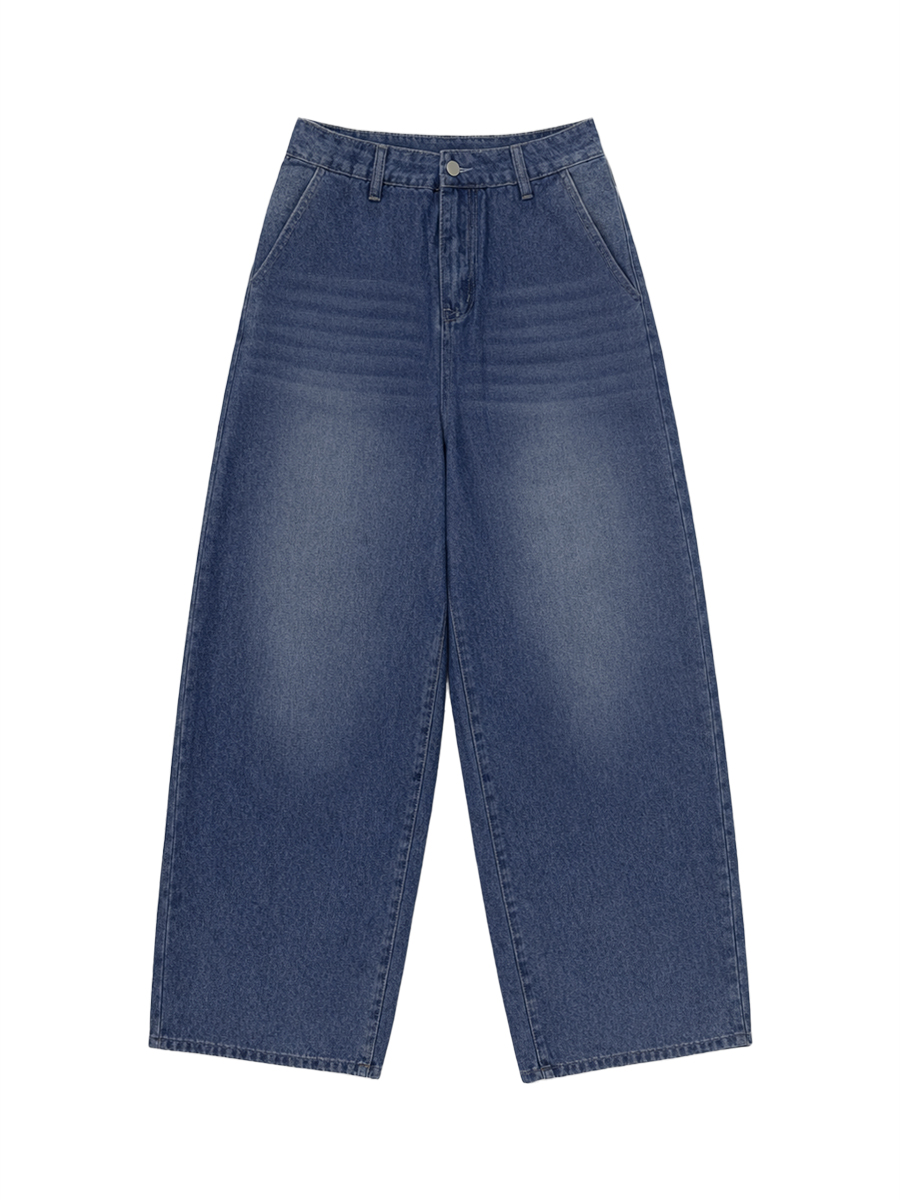 Loose Wide Leg Pockets Solid Color Jean Pants Bottoms