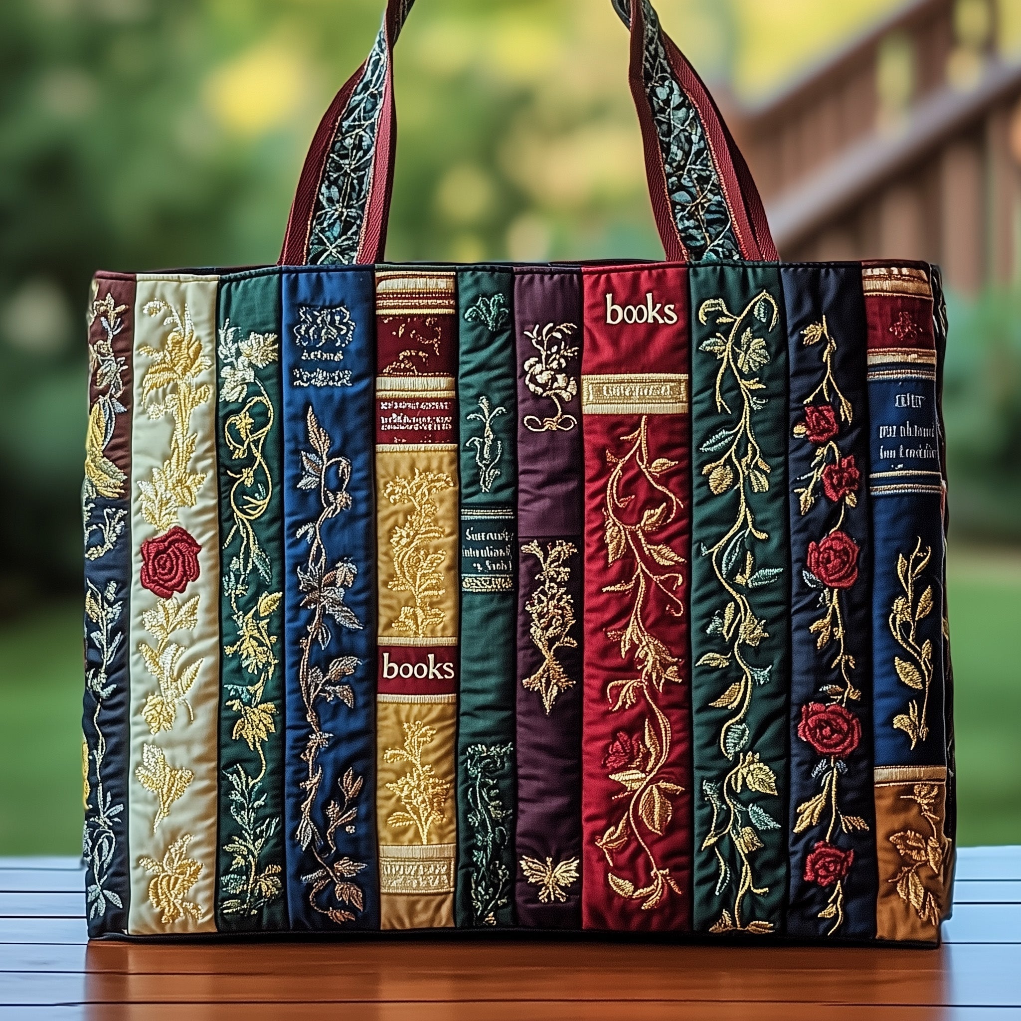 Vintage Books Quilted Tote Bag