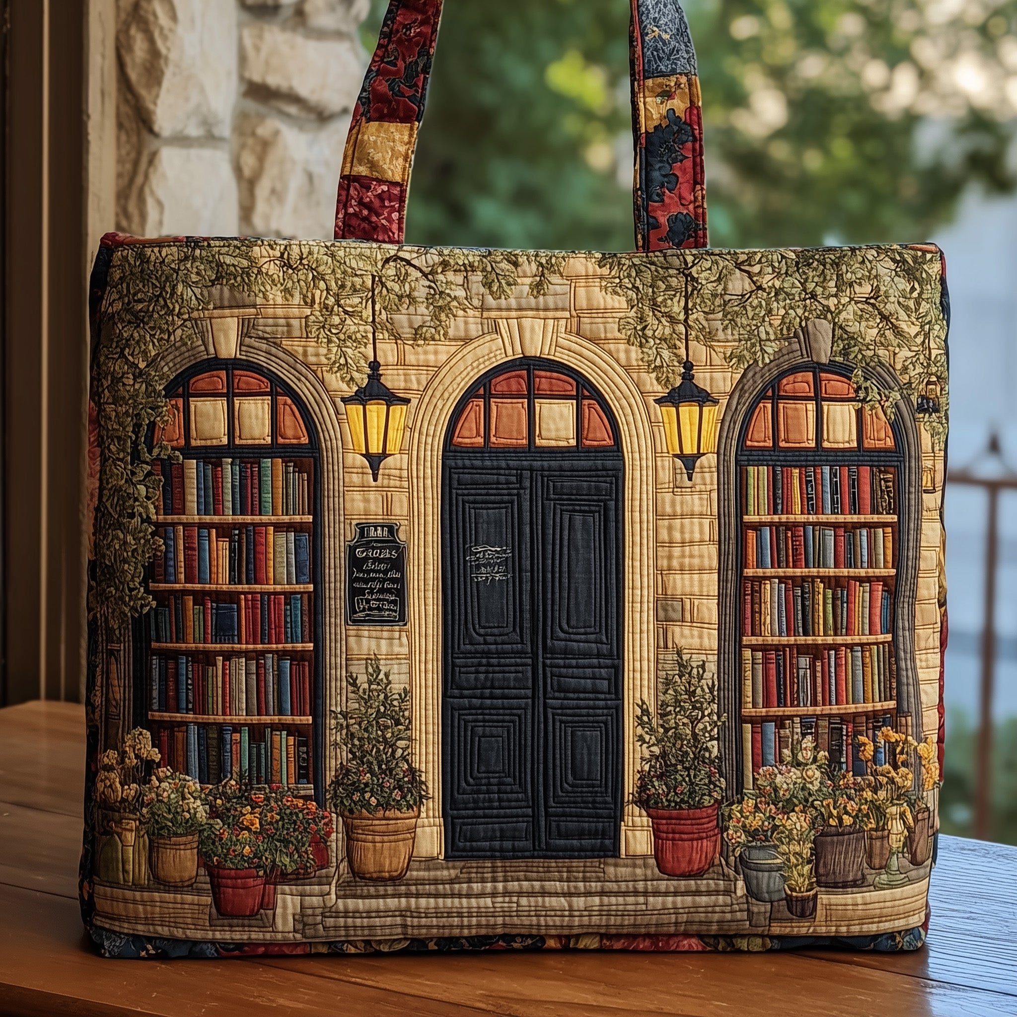 Vintage Bookshop Quilted Tote Bag
