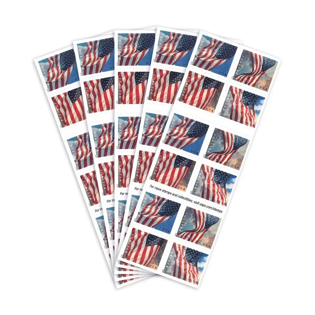 2017～2019 & 2022～2025 U.S. FLAG FOREVER STAMPS, COIL OF 100