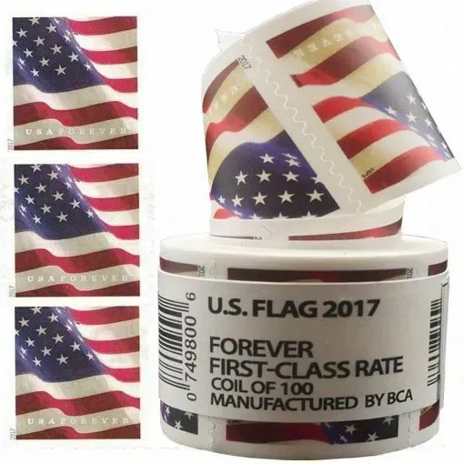 2017～2019 & 2022～2025 U.S. FLAG FOREVER STAMPS, COIL OF 100