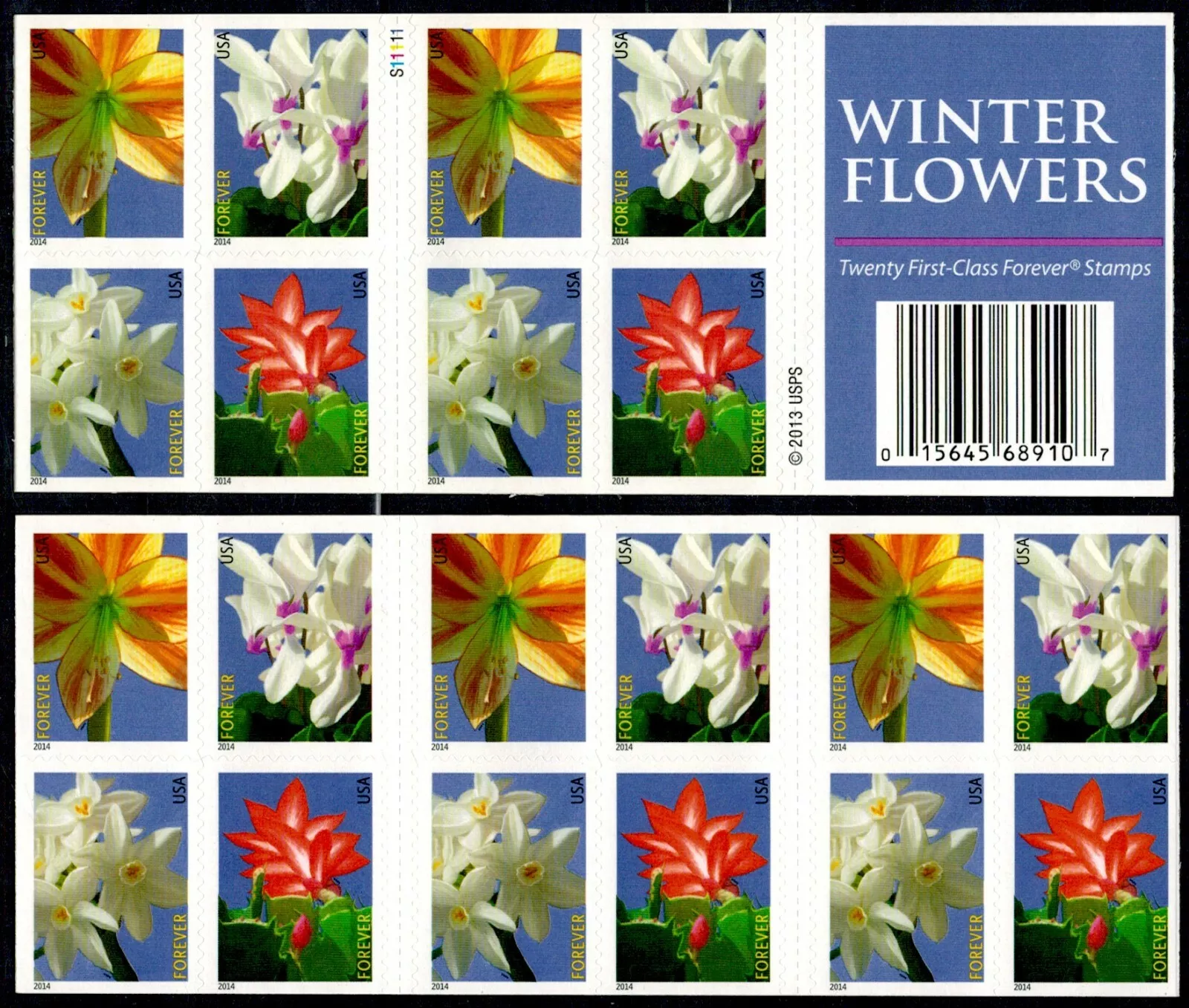 Winter Flowers 2014 FirstClass Forever Stamp U.S. STAMPS