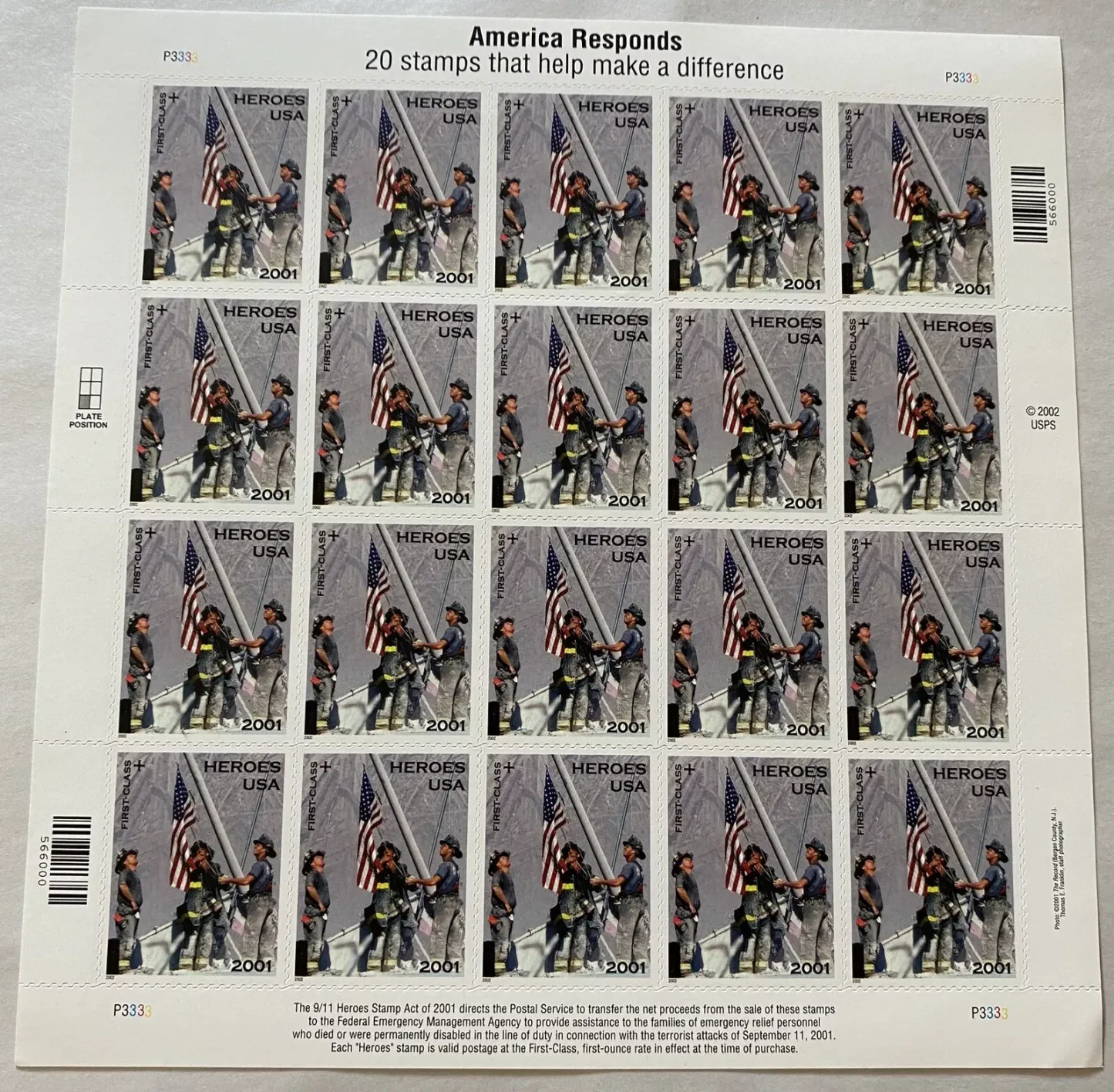 2001 Heroes America responds stamps
