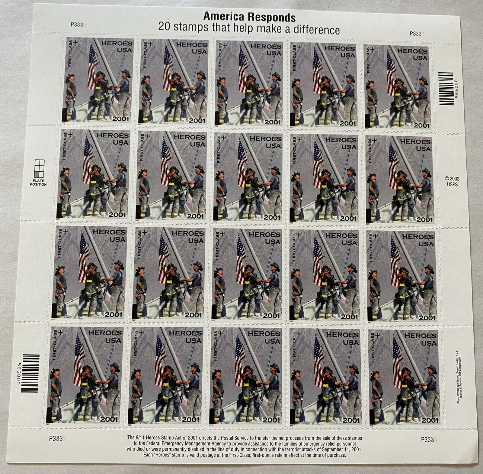2001 Heroes America responds stamps