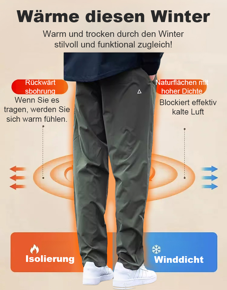 【Gefüttert und wasserdicht】Freizeit-Hose mit technischem Dreieck-Logo
