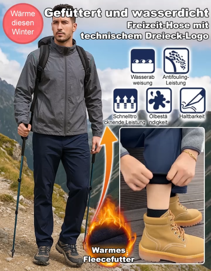 【Gefüttert und wasserdicht】Freizeit-Hose mit technischem Dreieck-Logo