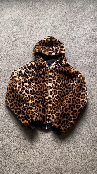 Reversible Leopard Print Zip Sweatshirt 